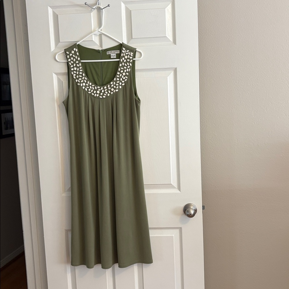 Peter Nygard olive green dress, size 8